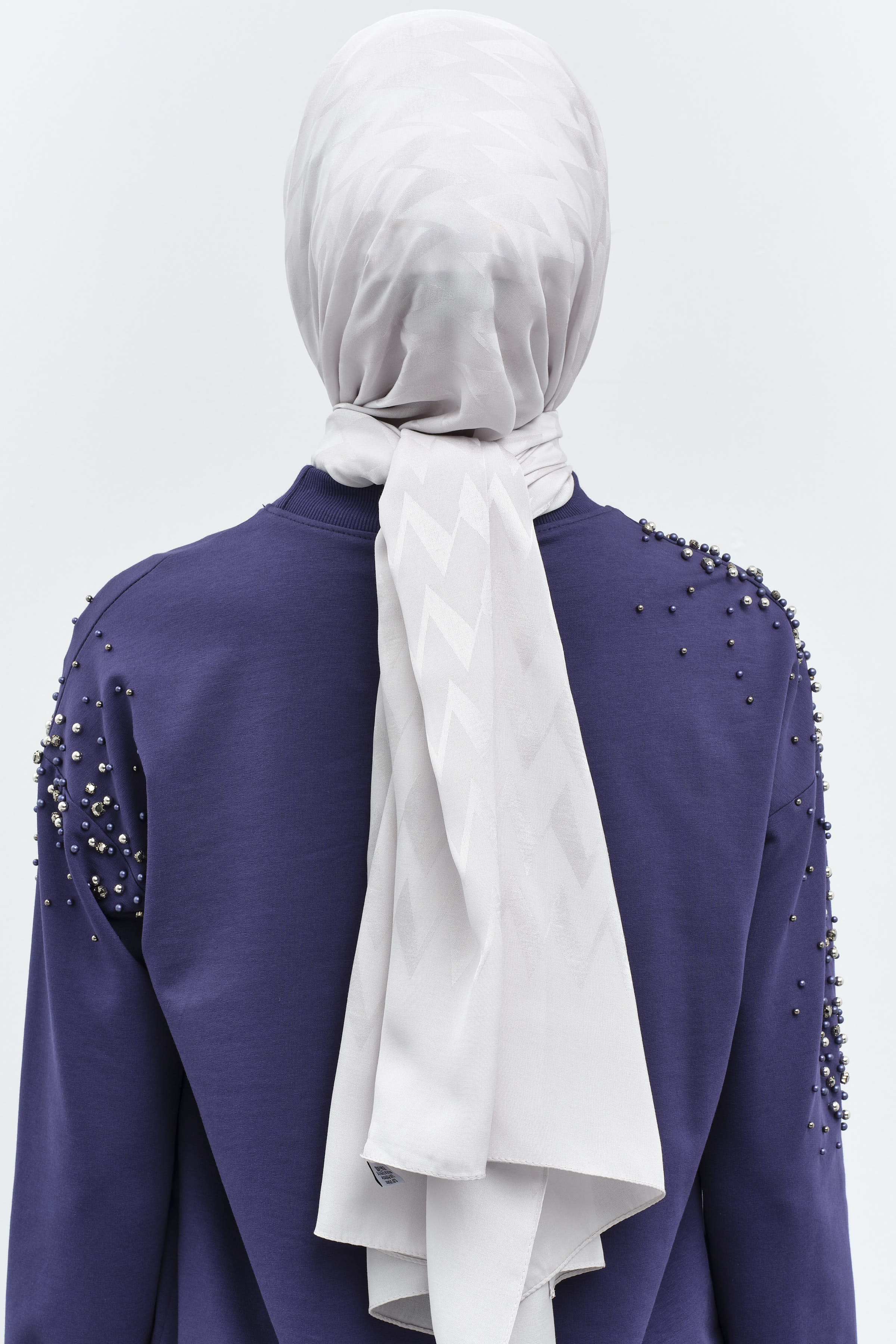 Zikzak Desen Viskon Şal - Gri TUGBA