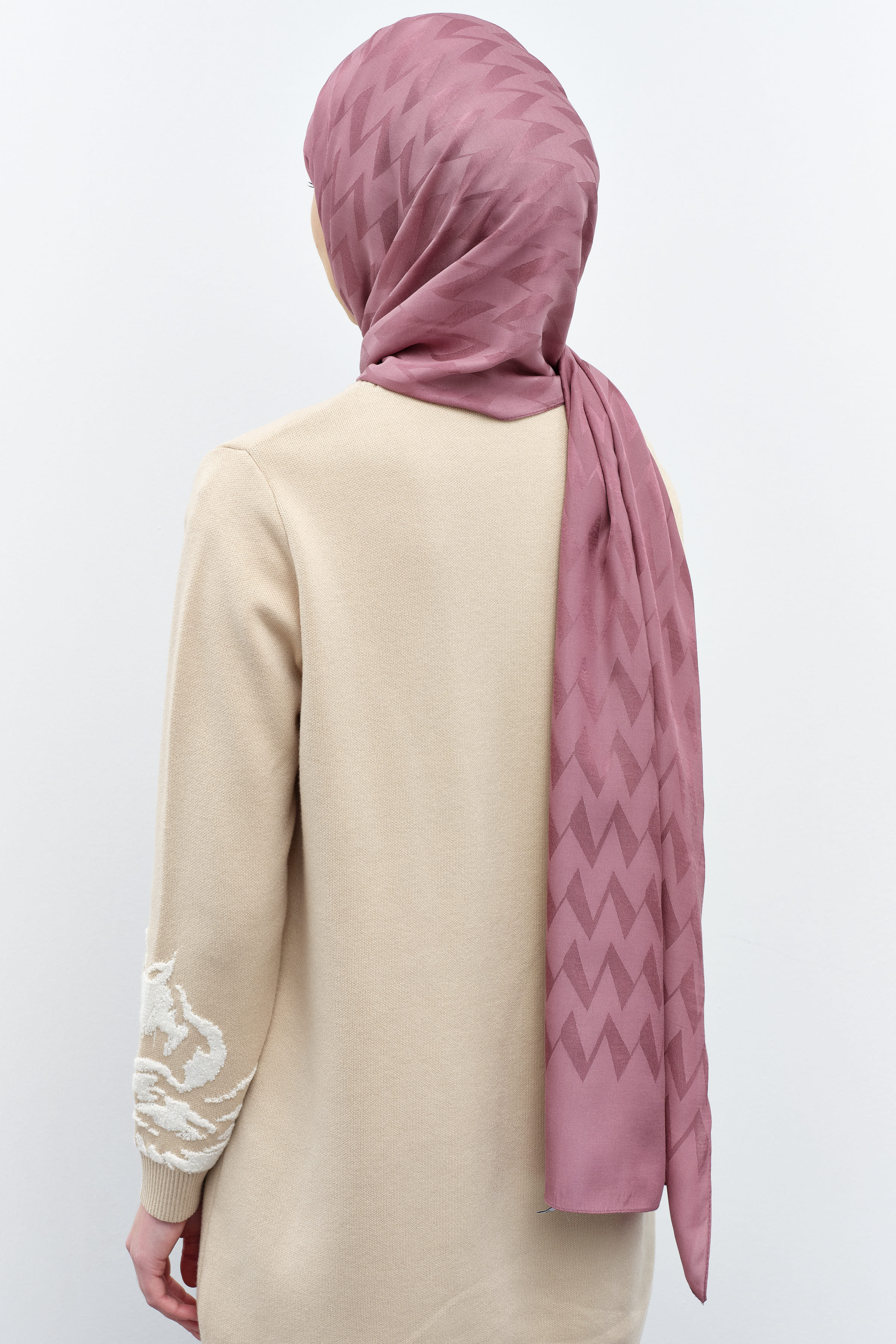 Zikzak Desen Viskon Şal - Gül Kurusu TUGBA