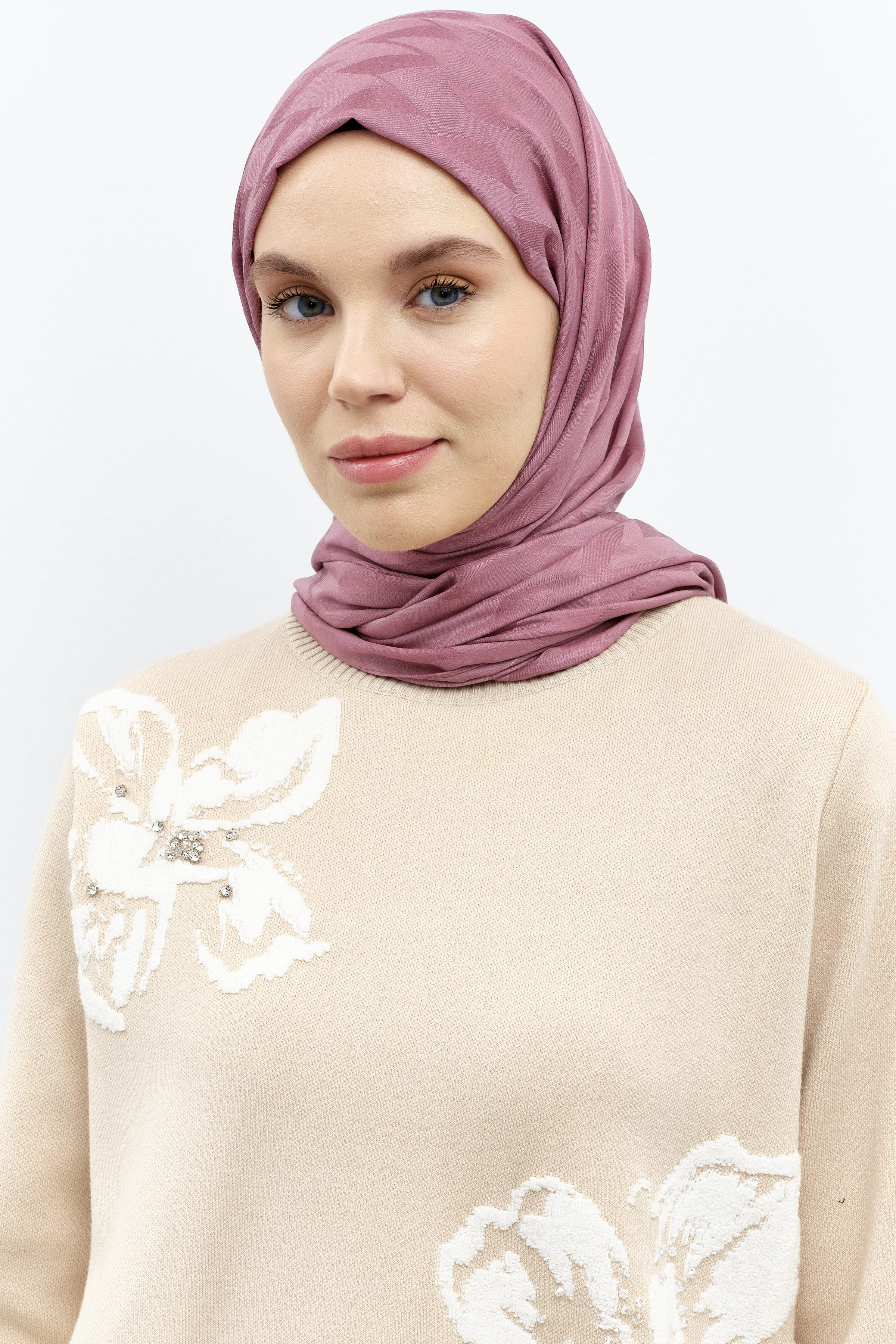 Zikzak Desen Viskon Şal - Gül Kurusu TUGBA