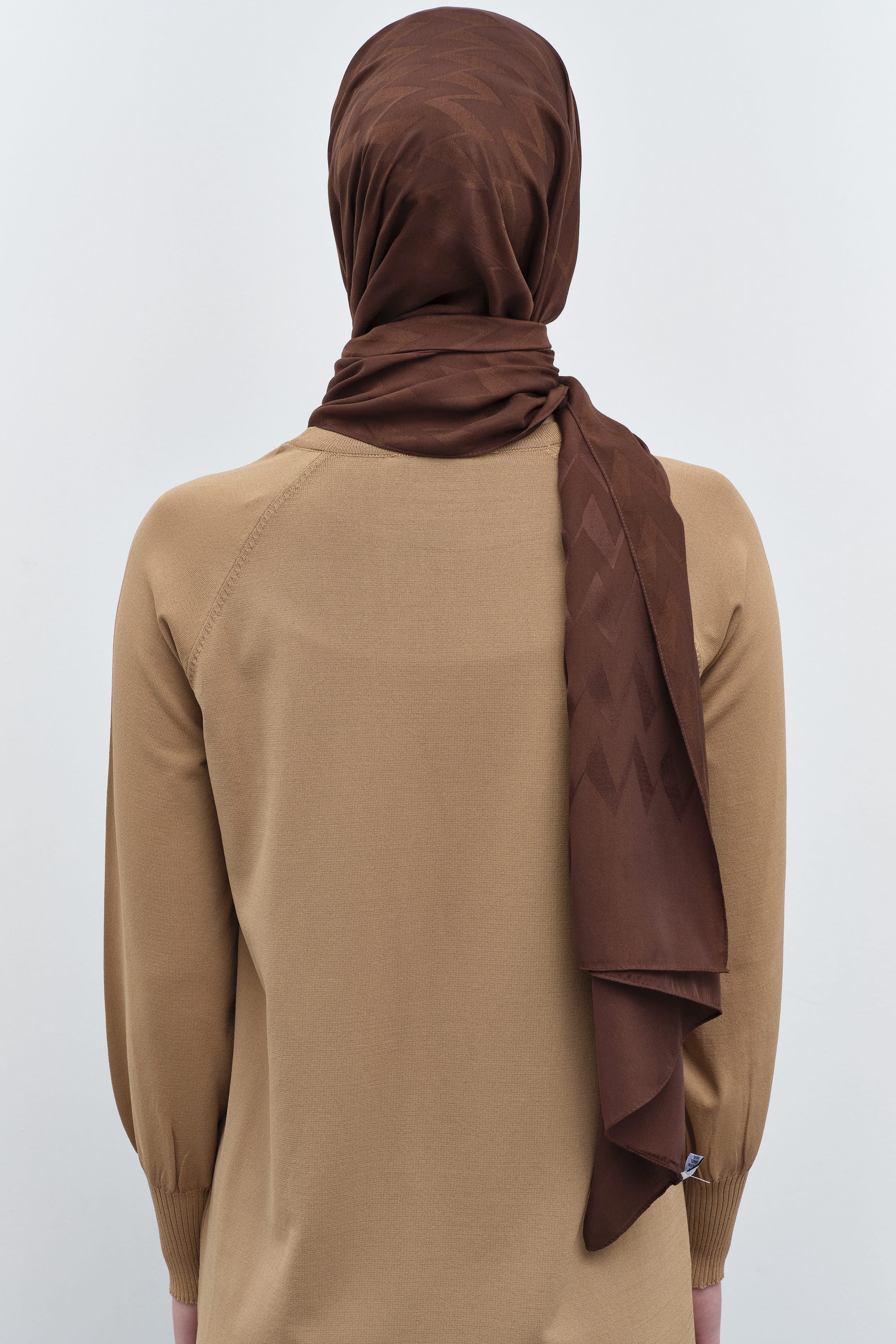 Zikzak Desen Viskon Şal - Kahve TUGBA