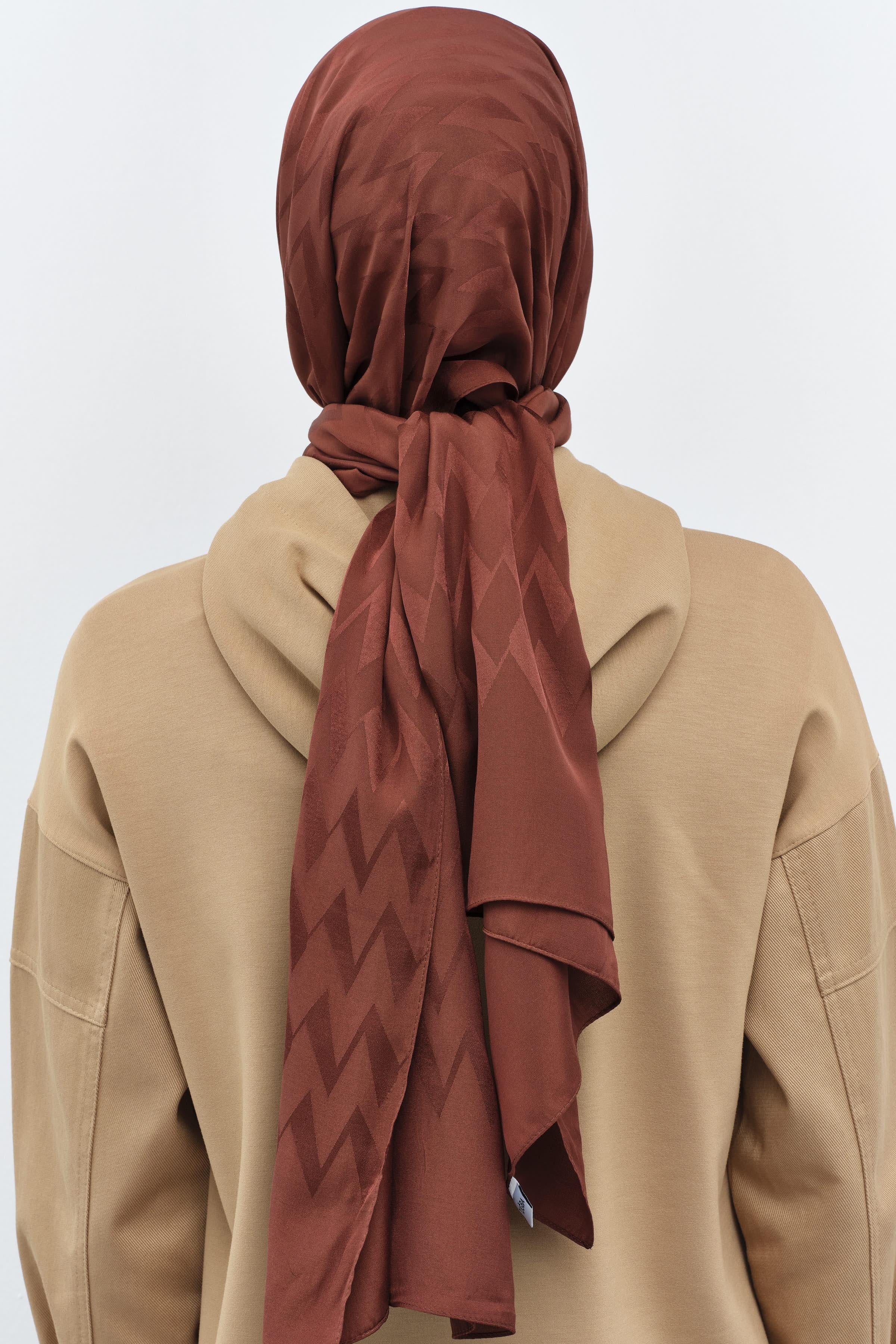 Zikzak Desen Viskon Şal - Açık Kahve TUGBA
