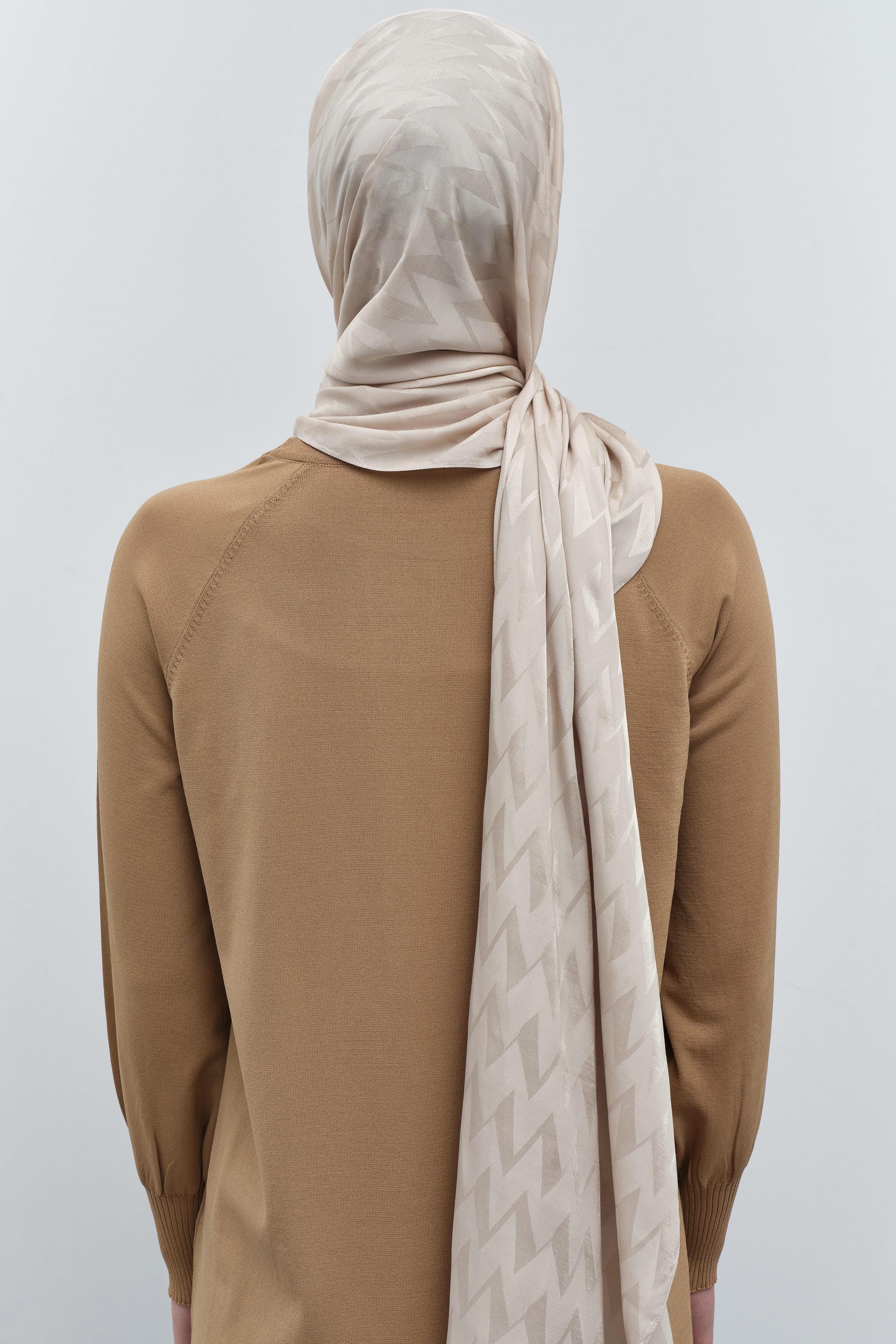 Zikzak Desen Viskon Şal - Kum TUGBA