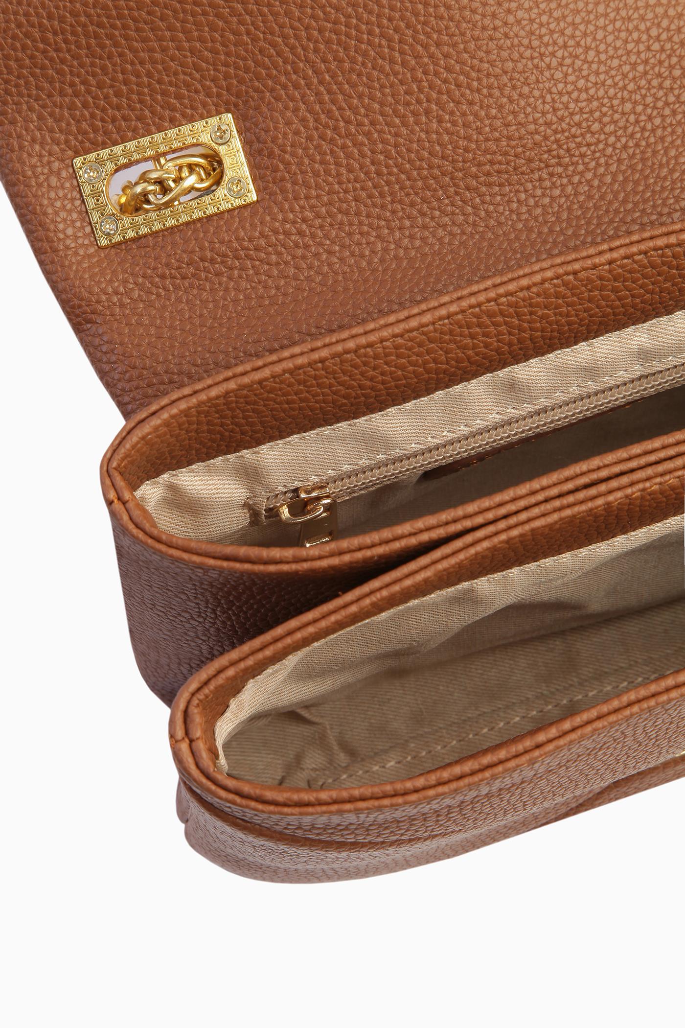 Zincir Askılı Çanta - Taba TUGBA