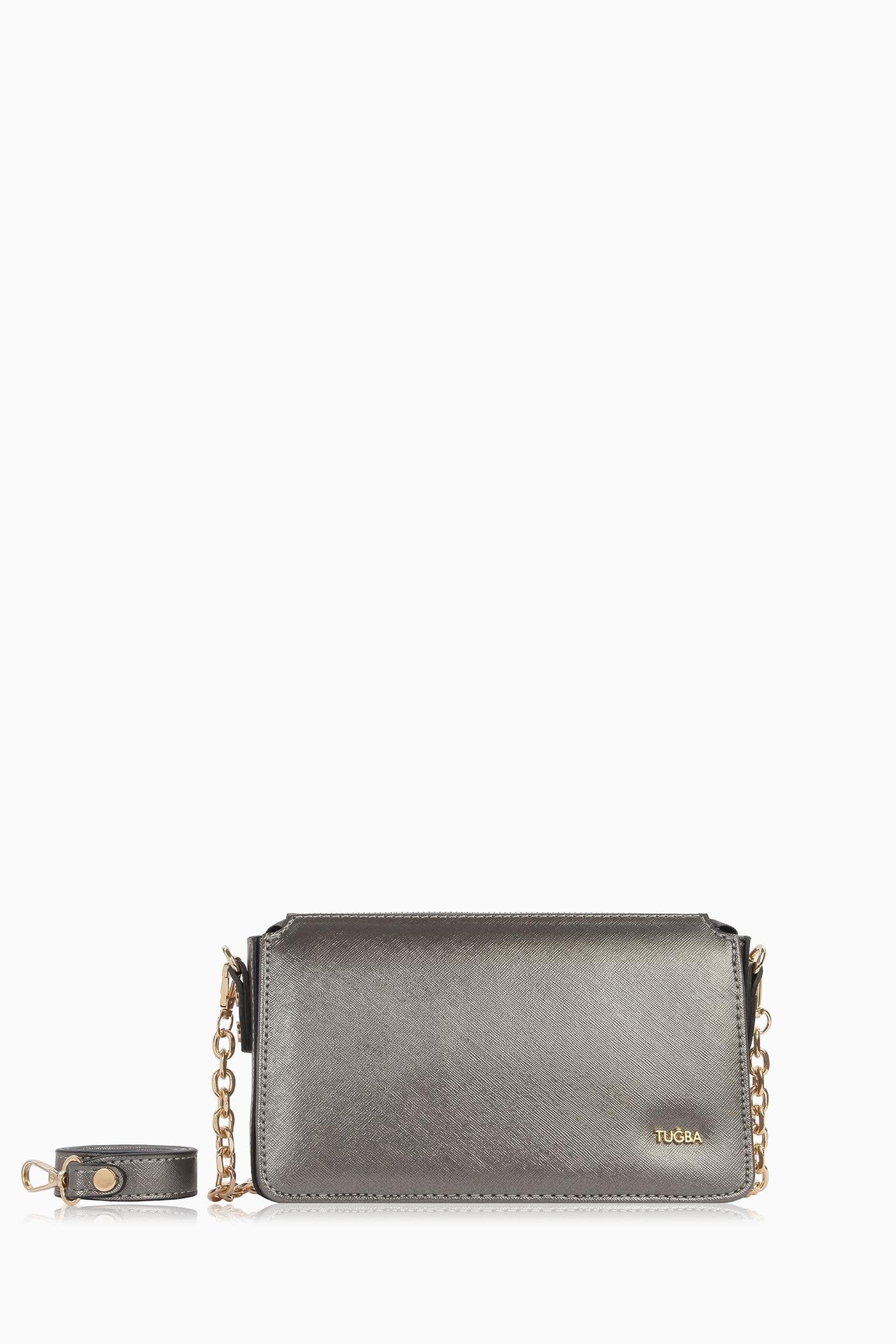 Zincir Askılı Coach Çanta - Gümüş TUGBA