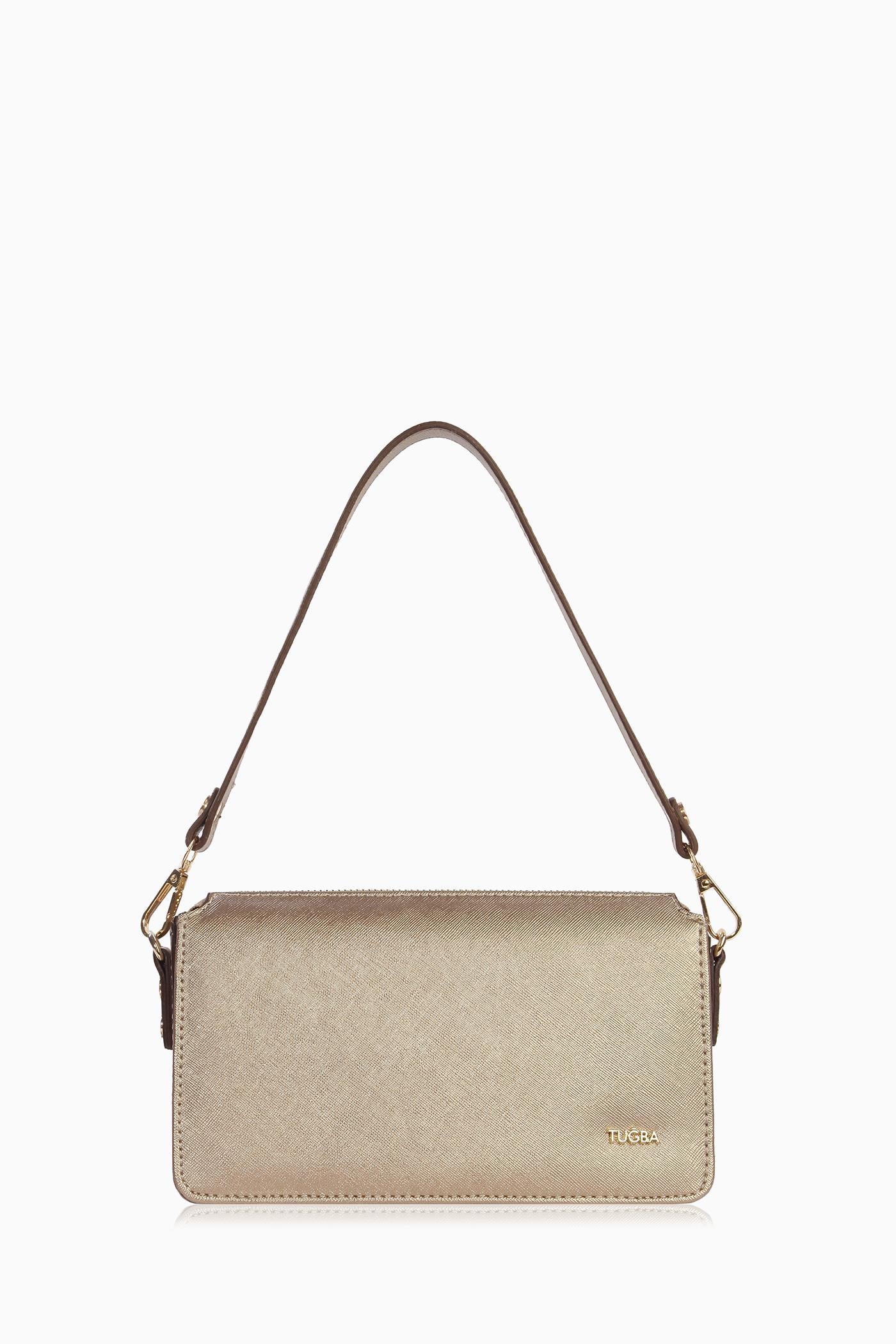 Zincir Askılı Kulplu Çanta - Altın TUGBA