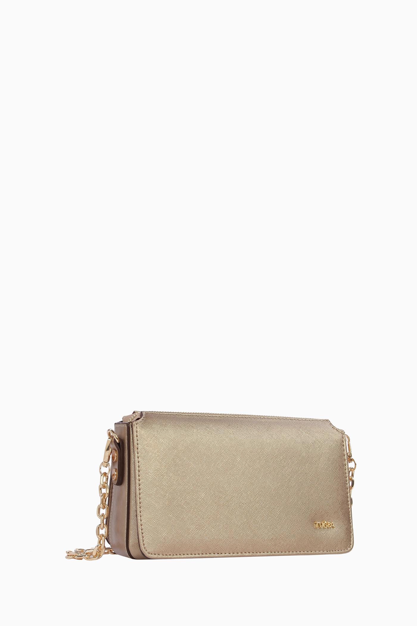 Zincir Askılı Kulplu Çanta - Altın TUGBA
