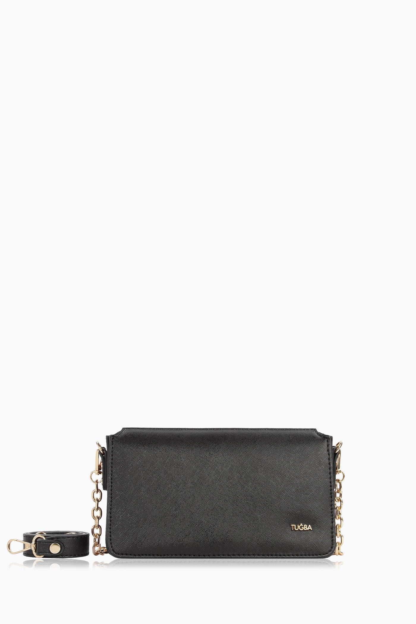 Zincir Askılı Kulplu Çanta - Siyah TUGBA