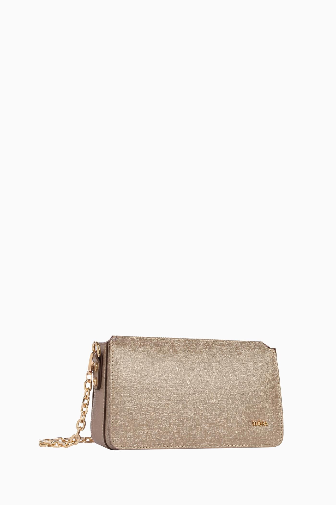 Zincir Askılı Kulplu Çanta - Vizon TUGBA