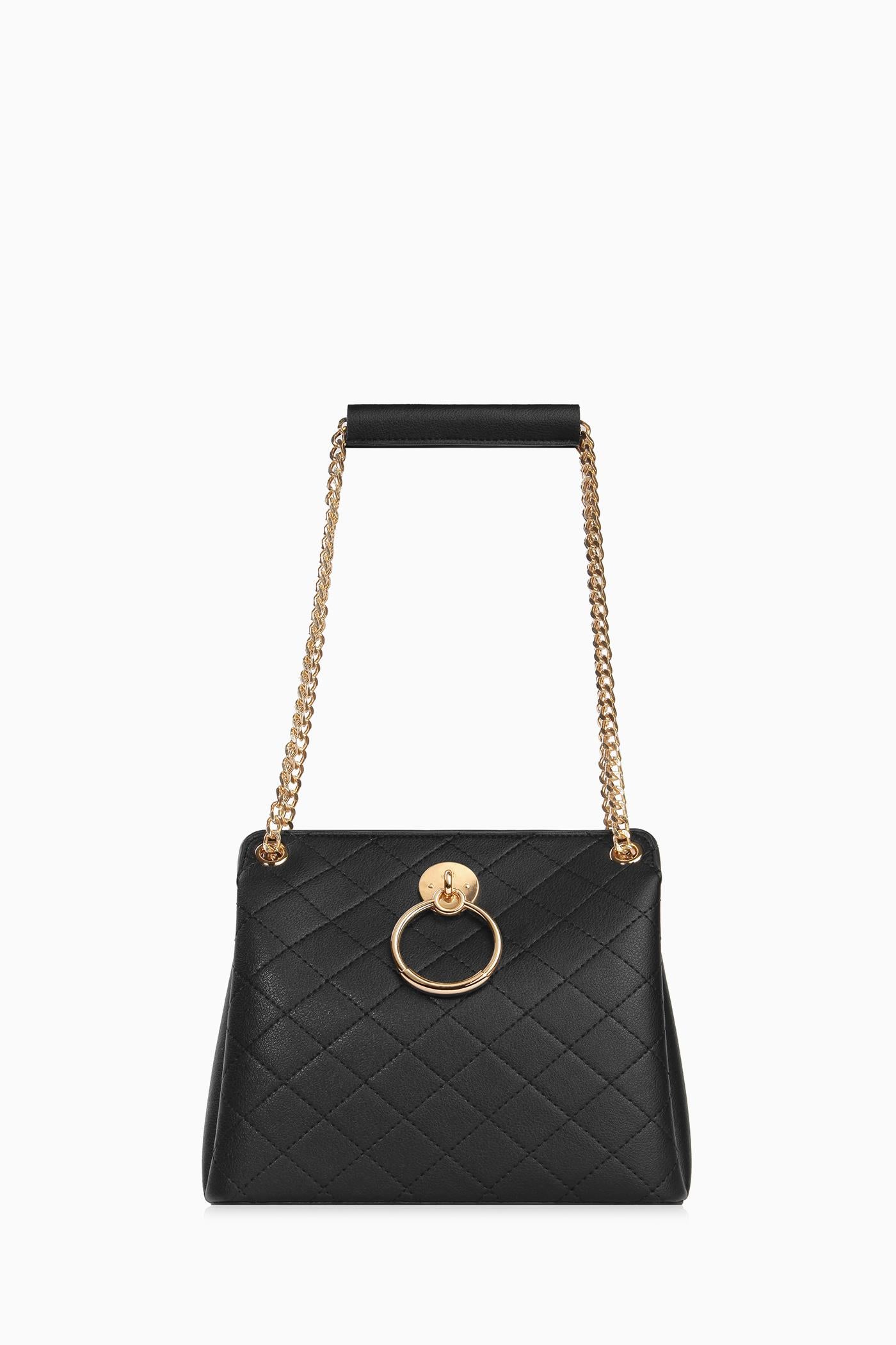 Zincir Askılı Satchel Çanta - Siyah TUGBA