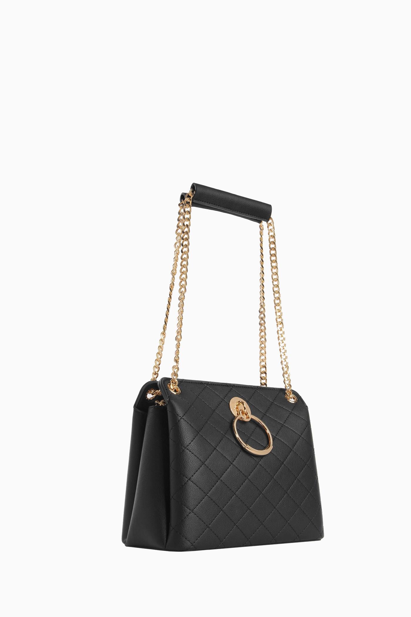 Zincir Askılı Satchel Çanta - Siyah TUGBA