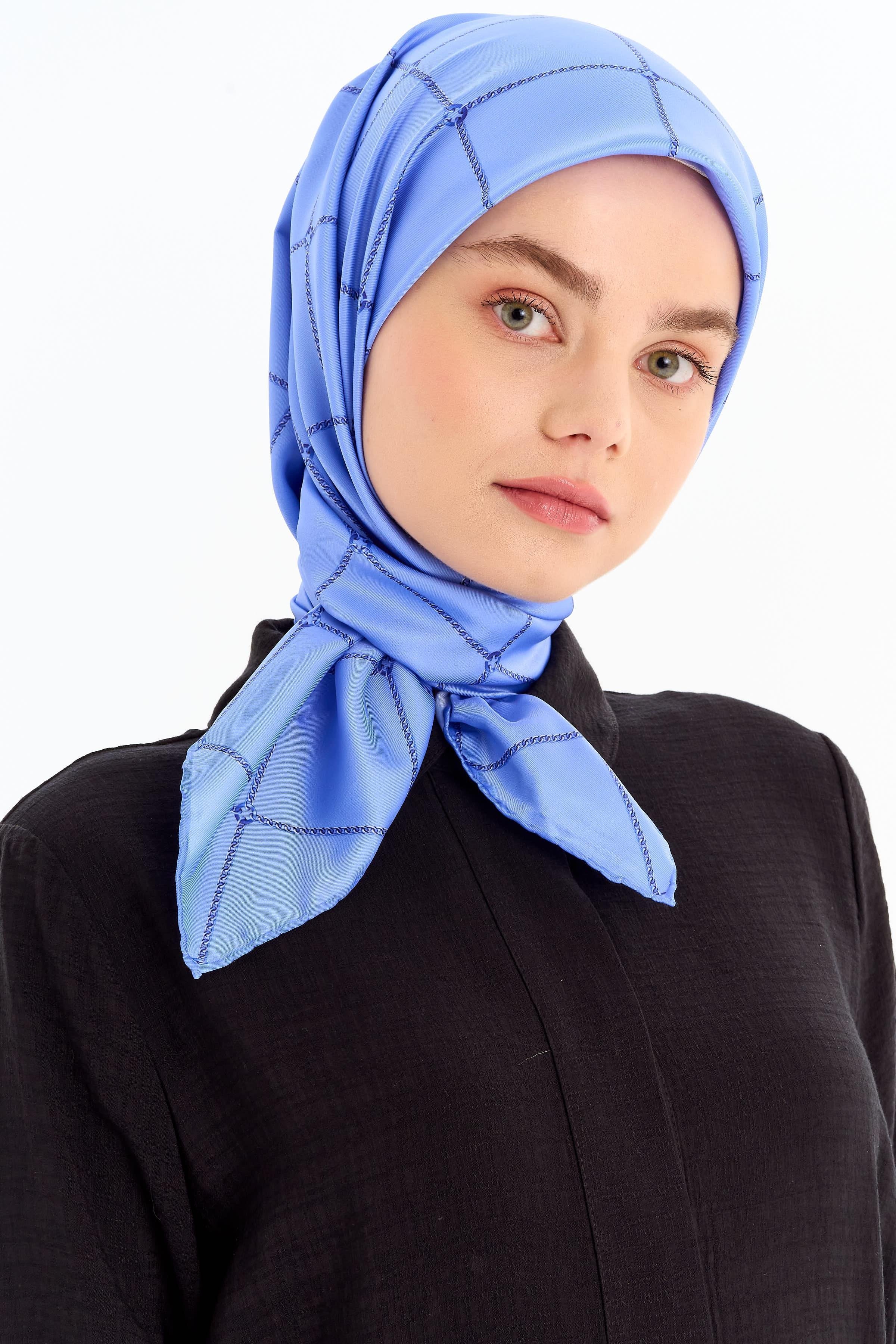 Zincir Desenli Stil Eşarp - Lila TUGBA