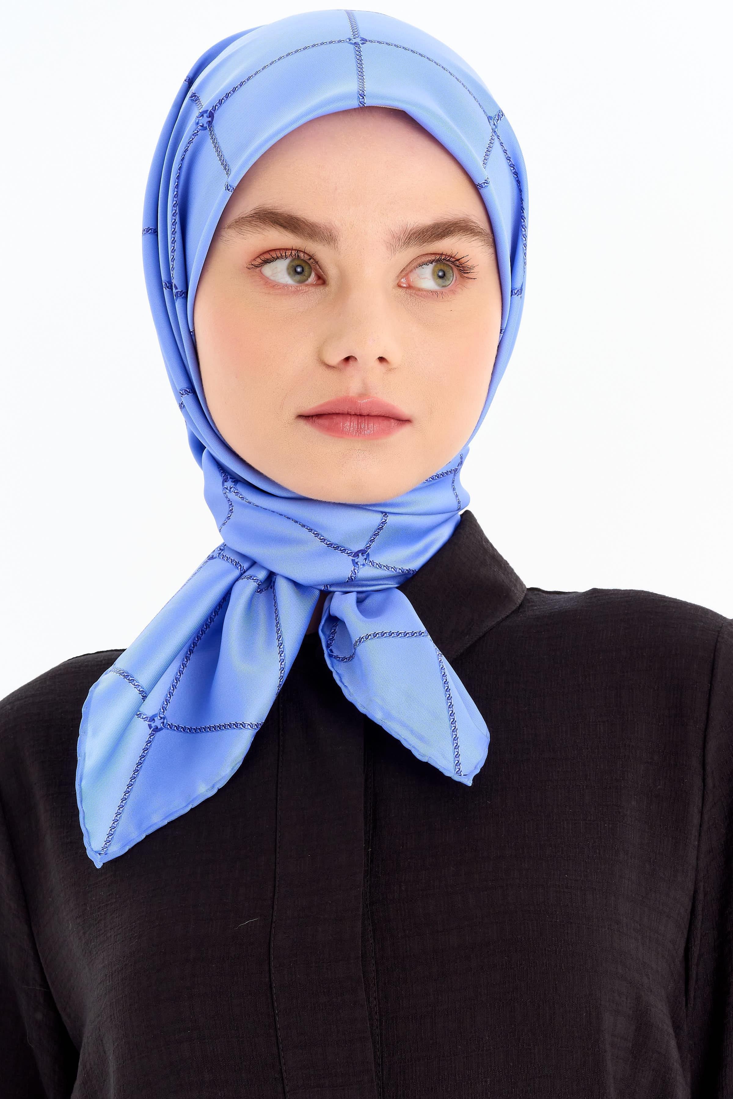 Zincir Desenli Stil Eşarp - Lila TUGBA