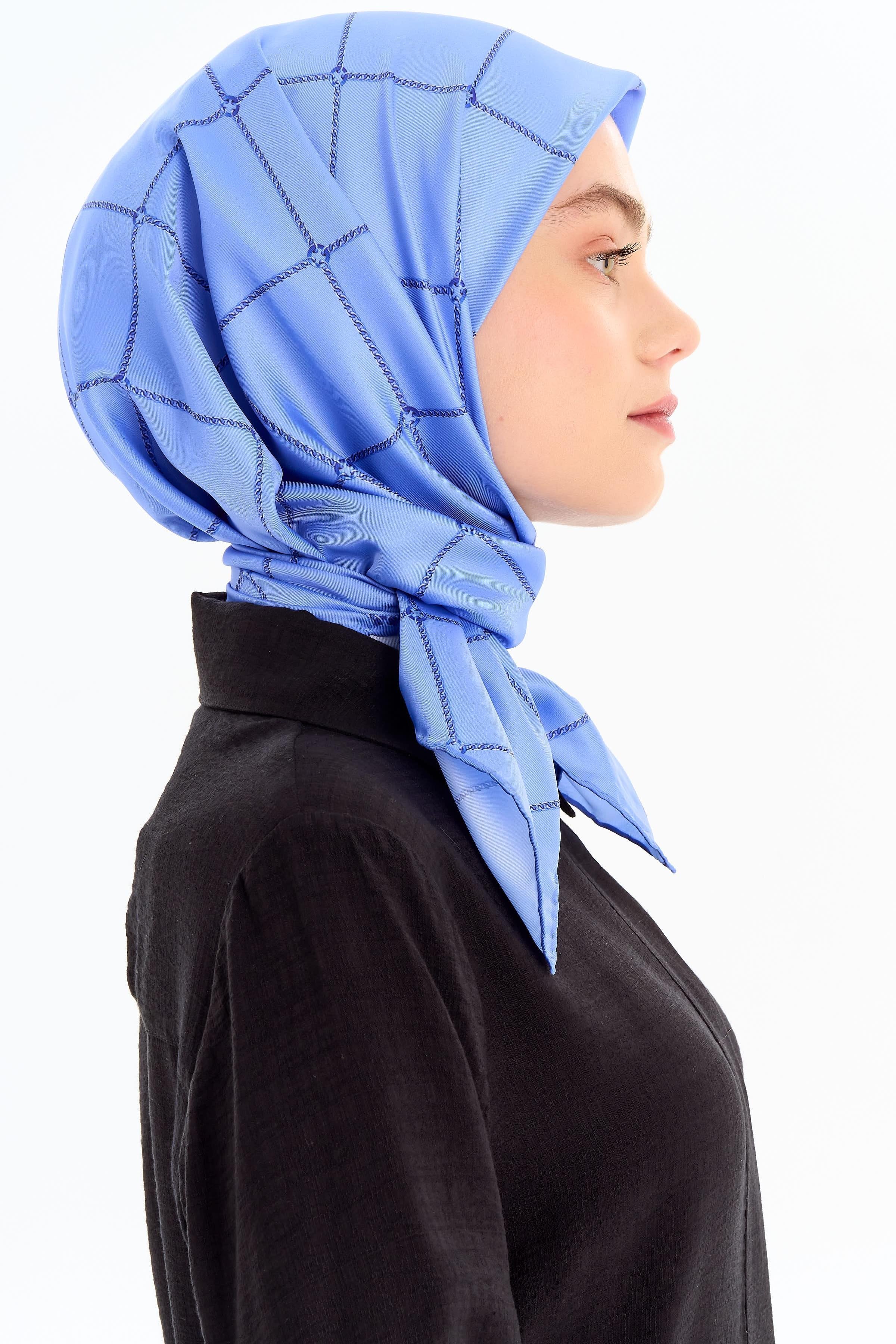 Zincir Desenli Stil Eşarp - Lila TUGBA