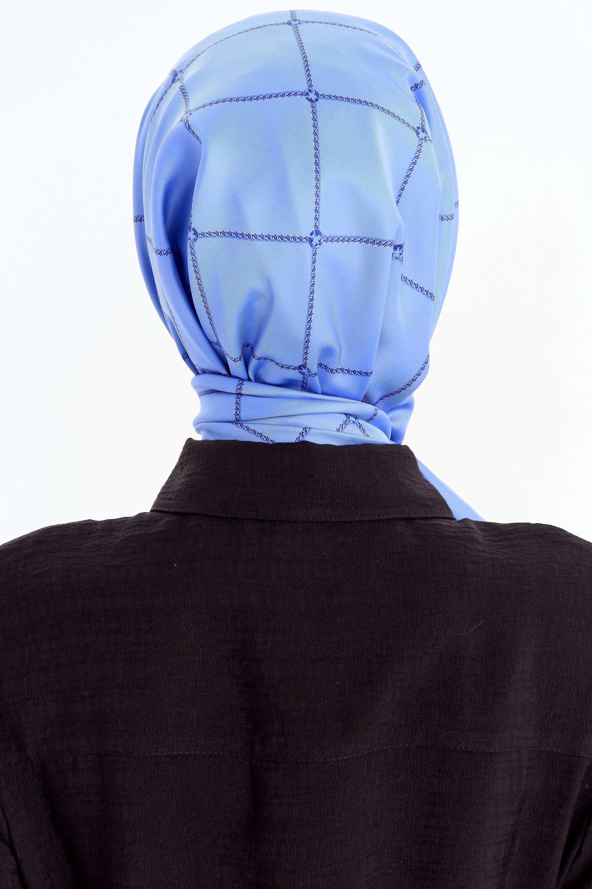 Zincir Desenli Stil Eşarp - Lila TUGBA