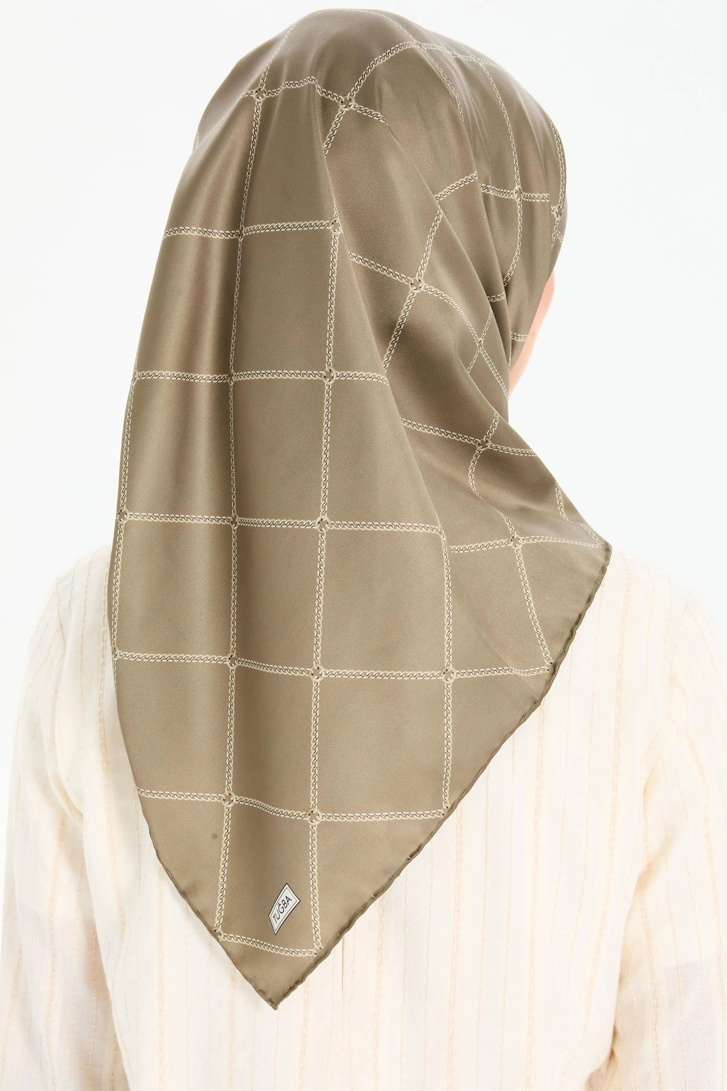 Zincir Desenli Stil Eşarp - Olive TUGBA