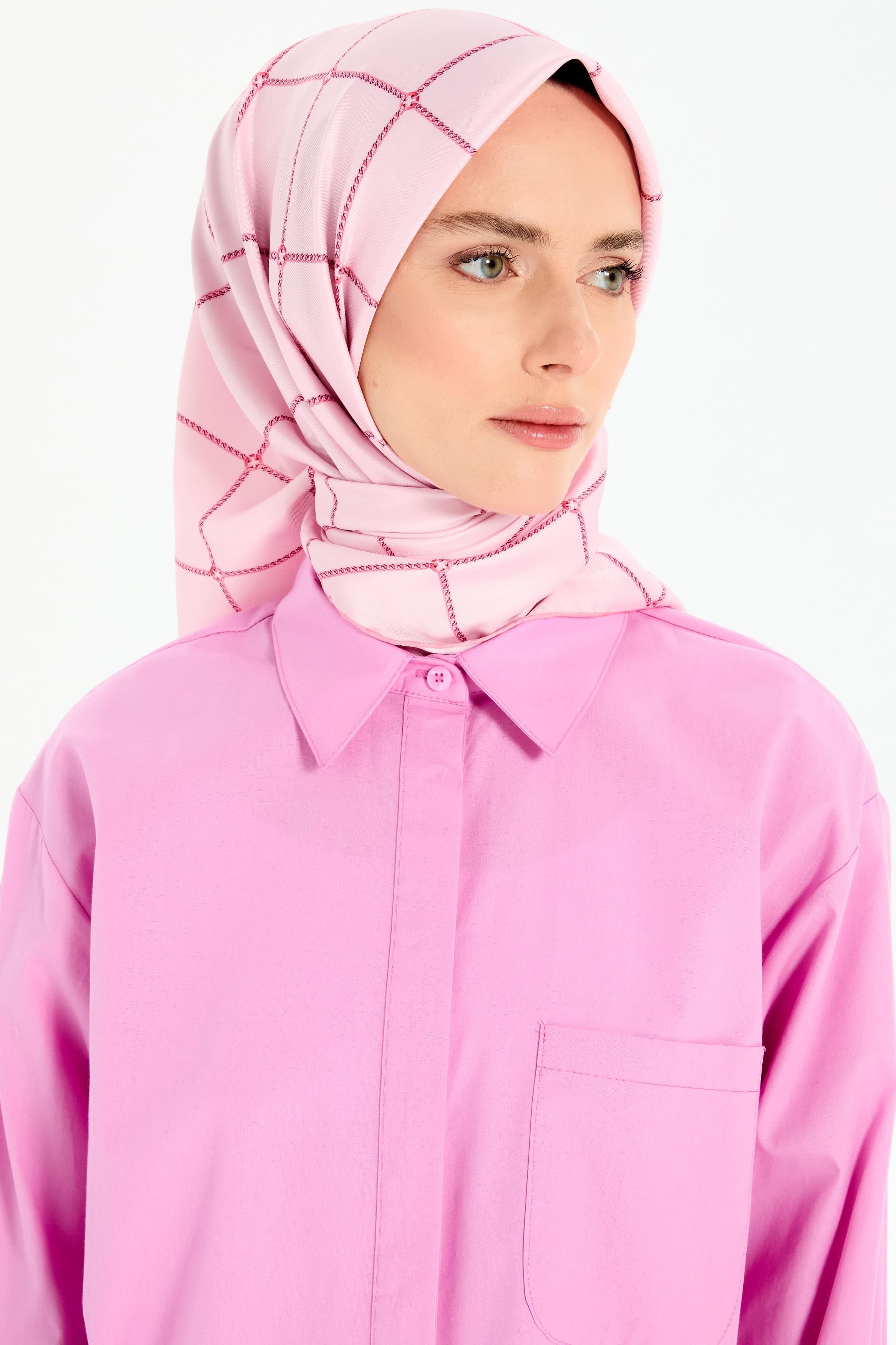 Zincir Desenli Stil Eşarp - Pembe TUGBA