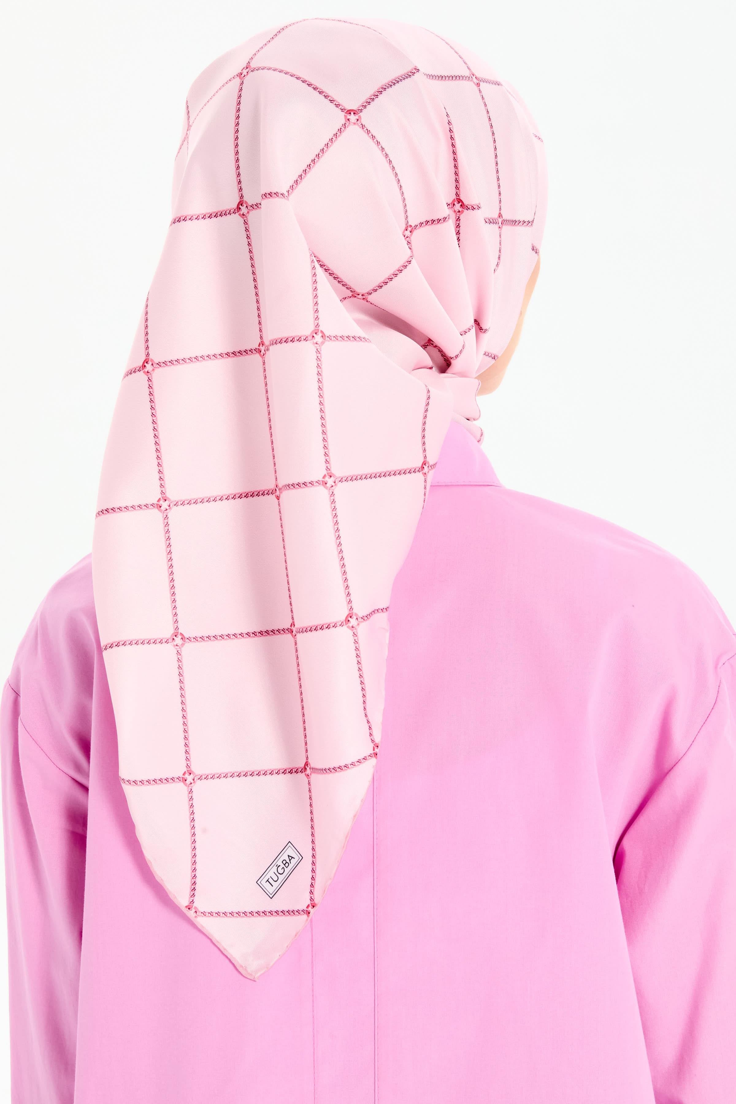 Zincir Desenli Stil Eşarp - Pembe TUGBA