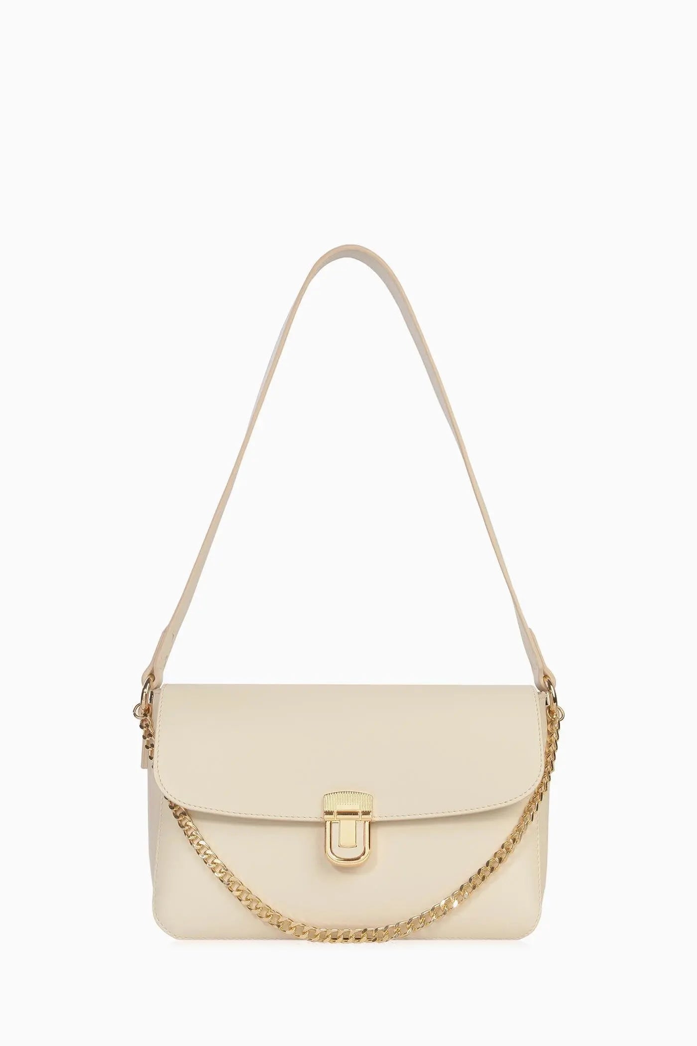 Zincir Detaylı Flap Çanta - Ekru TUGBA