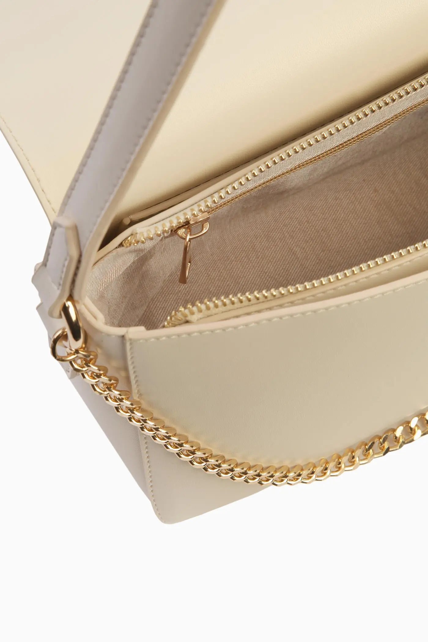 Zincir Detaylı Flap Çanta - Ekru TUGBA