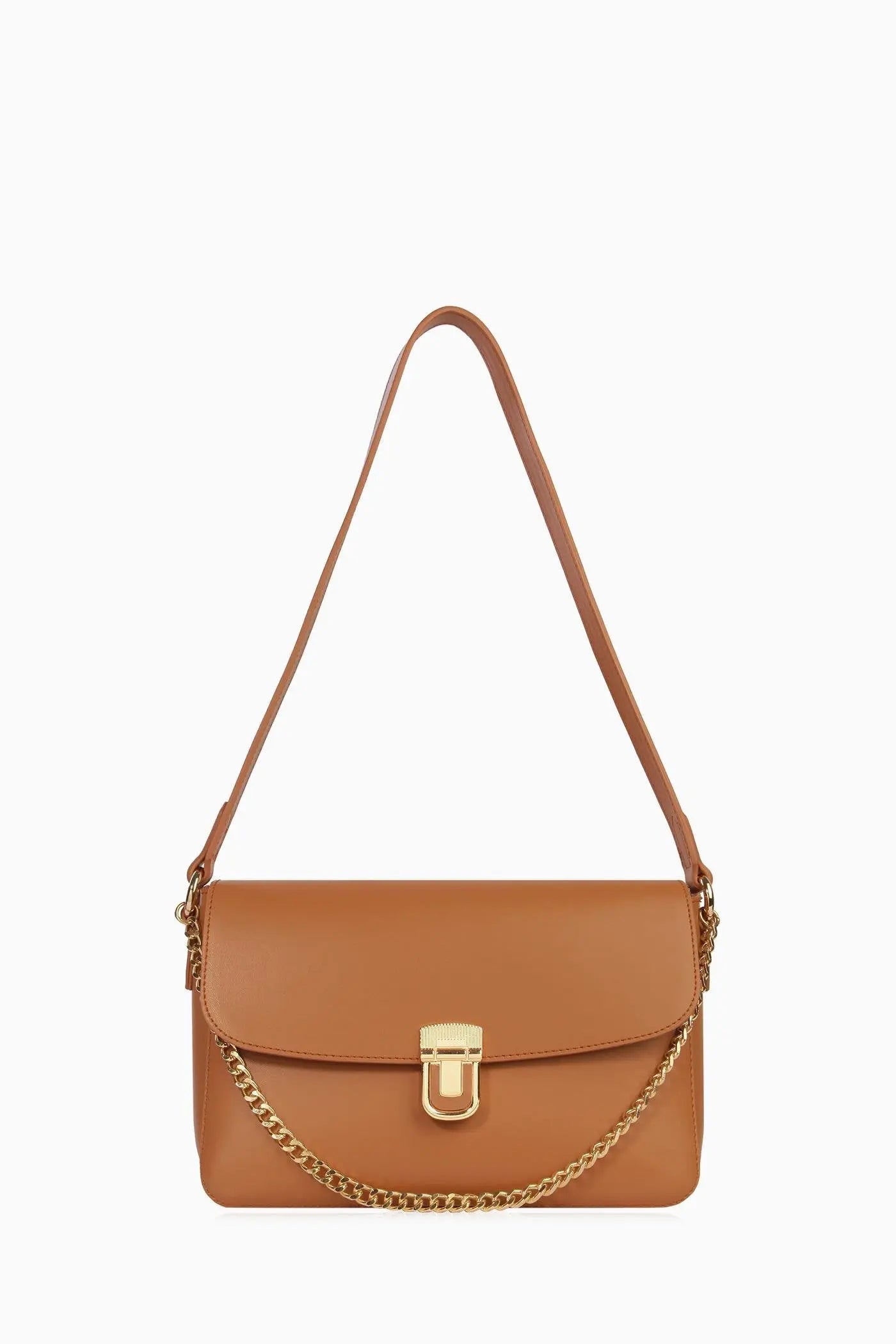 Zincir Detaylı Flap Çanta - Taba TUGBA