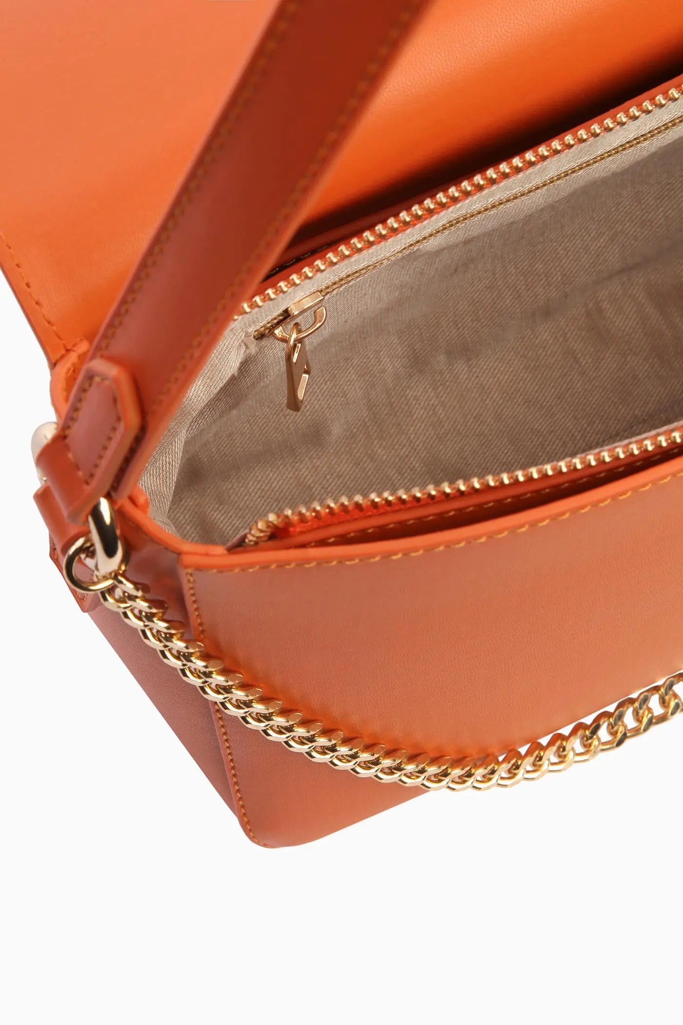 Zincir Detaylı Flap Çanta - Turuncu TUGBA