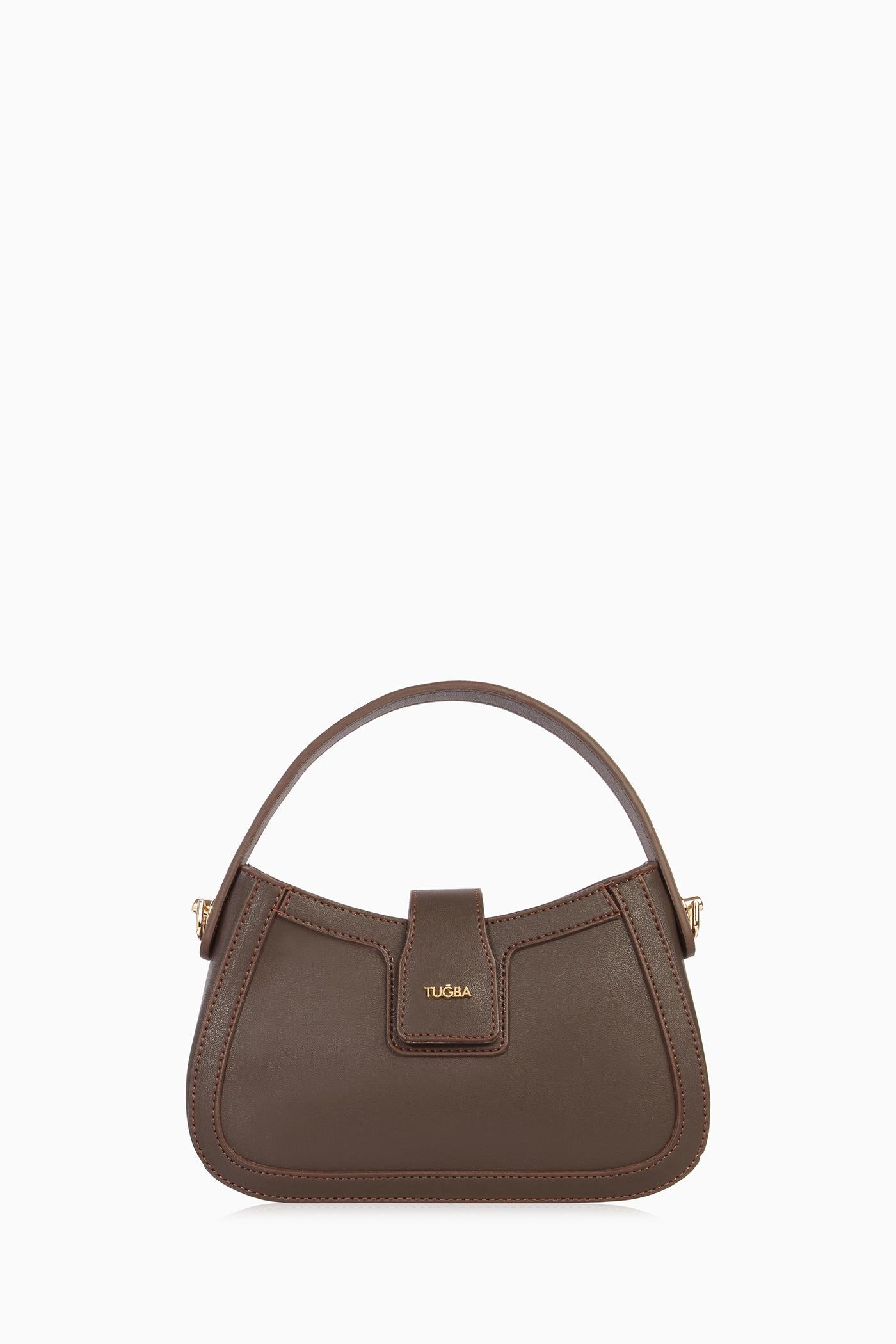 Zincir Detaylı Mini Çanta - Kahve TUGBA