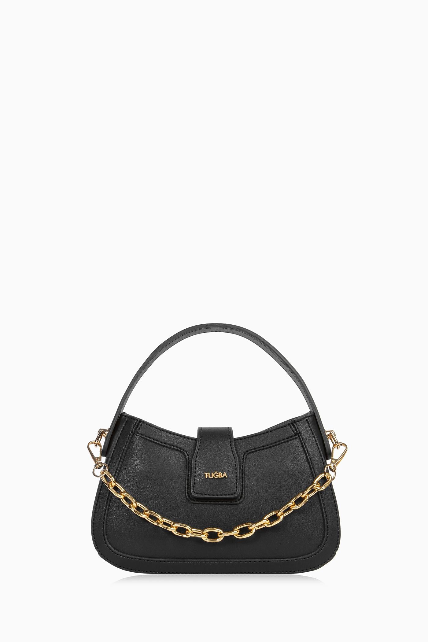 Zincir Detaylı Mini Çanta - Siyah TUGBA