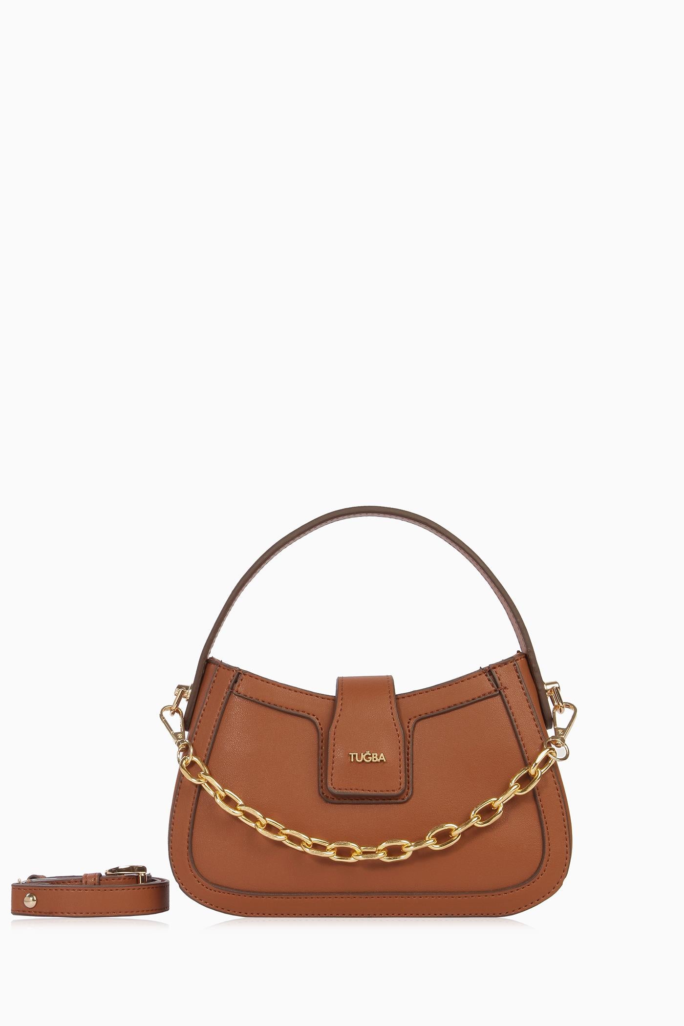 Zincir Detaylı Mini Çanta - Taba TUGBA