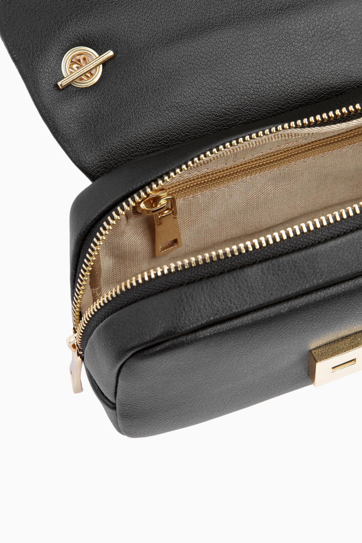 Zincir Kulplu Flap Çanta - Siyah TUGBA