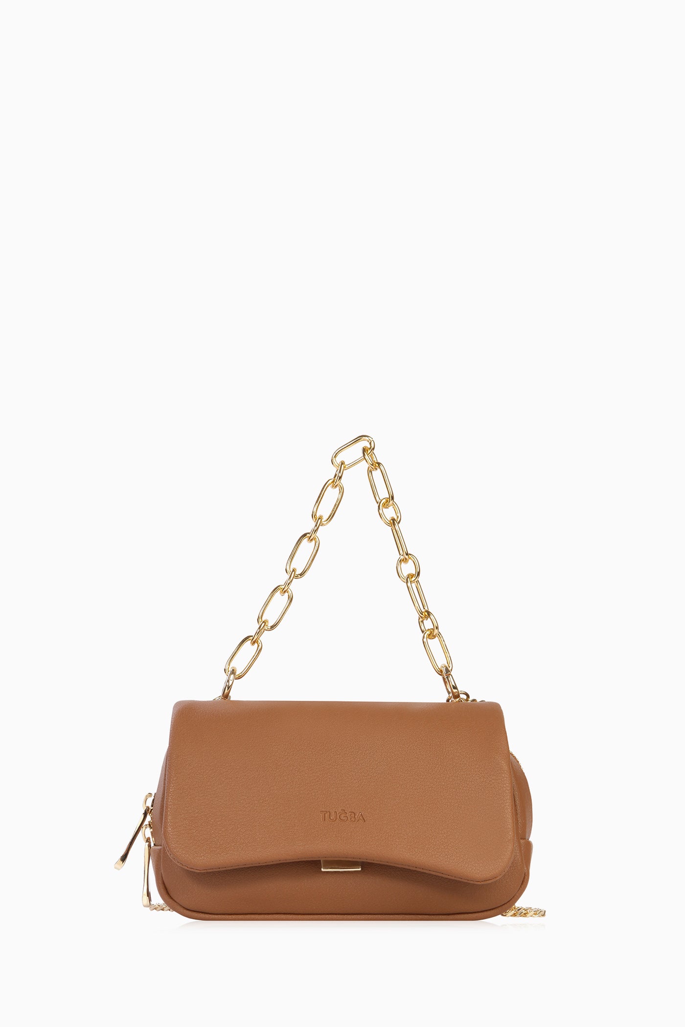 Zincir Kulplu Flap Çanta - Taba TUGBA