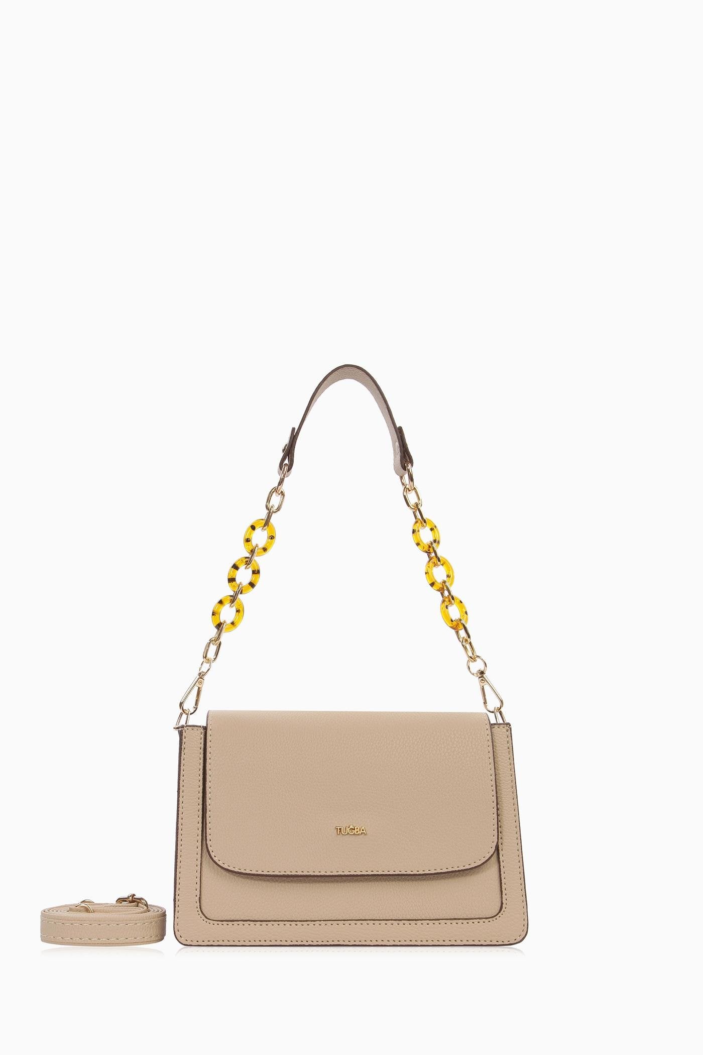 Zincirli Flap Çanta - Bej TUGBA