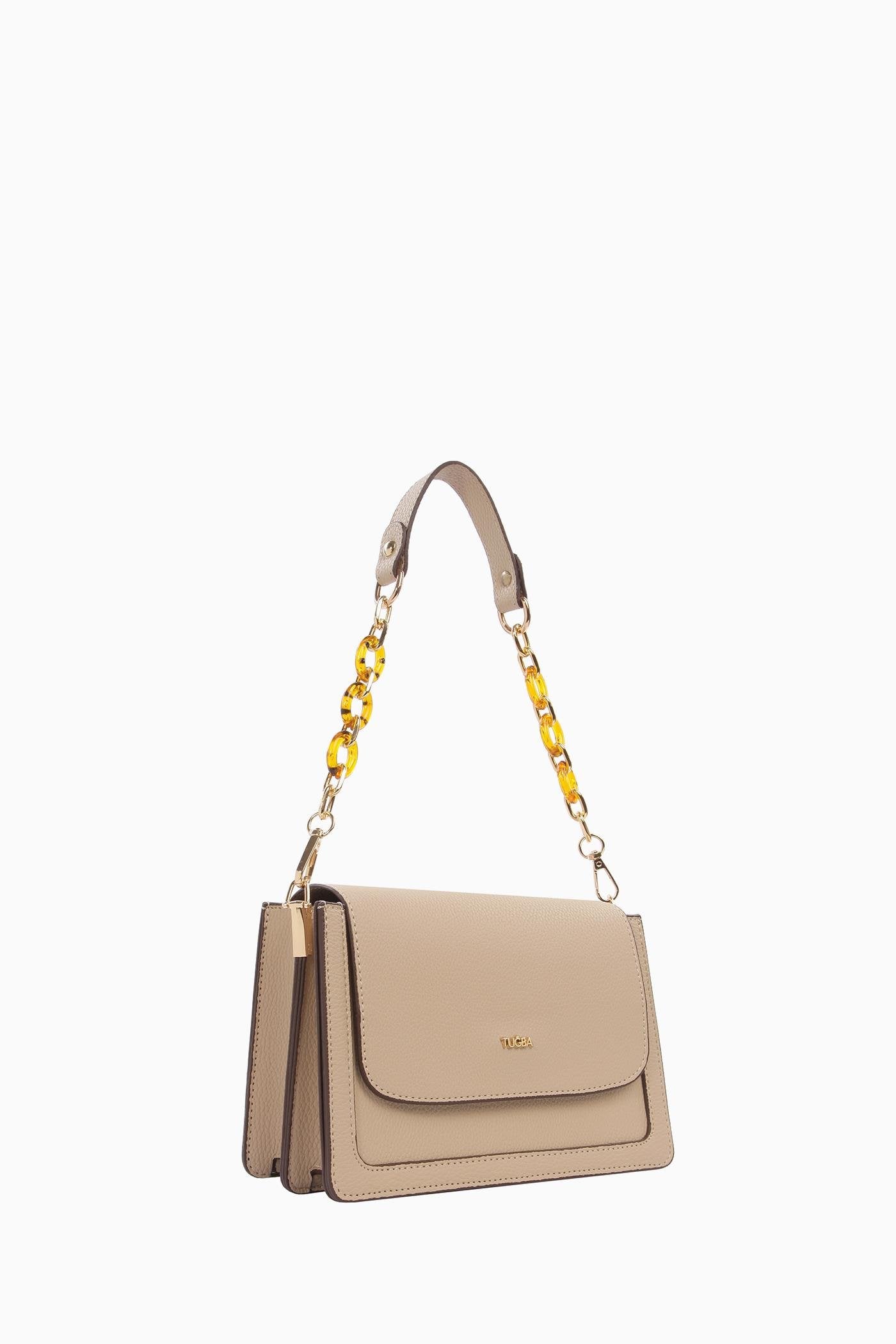 Zincirli Flap Çanta - Bej TUGBA