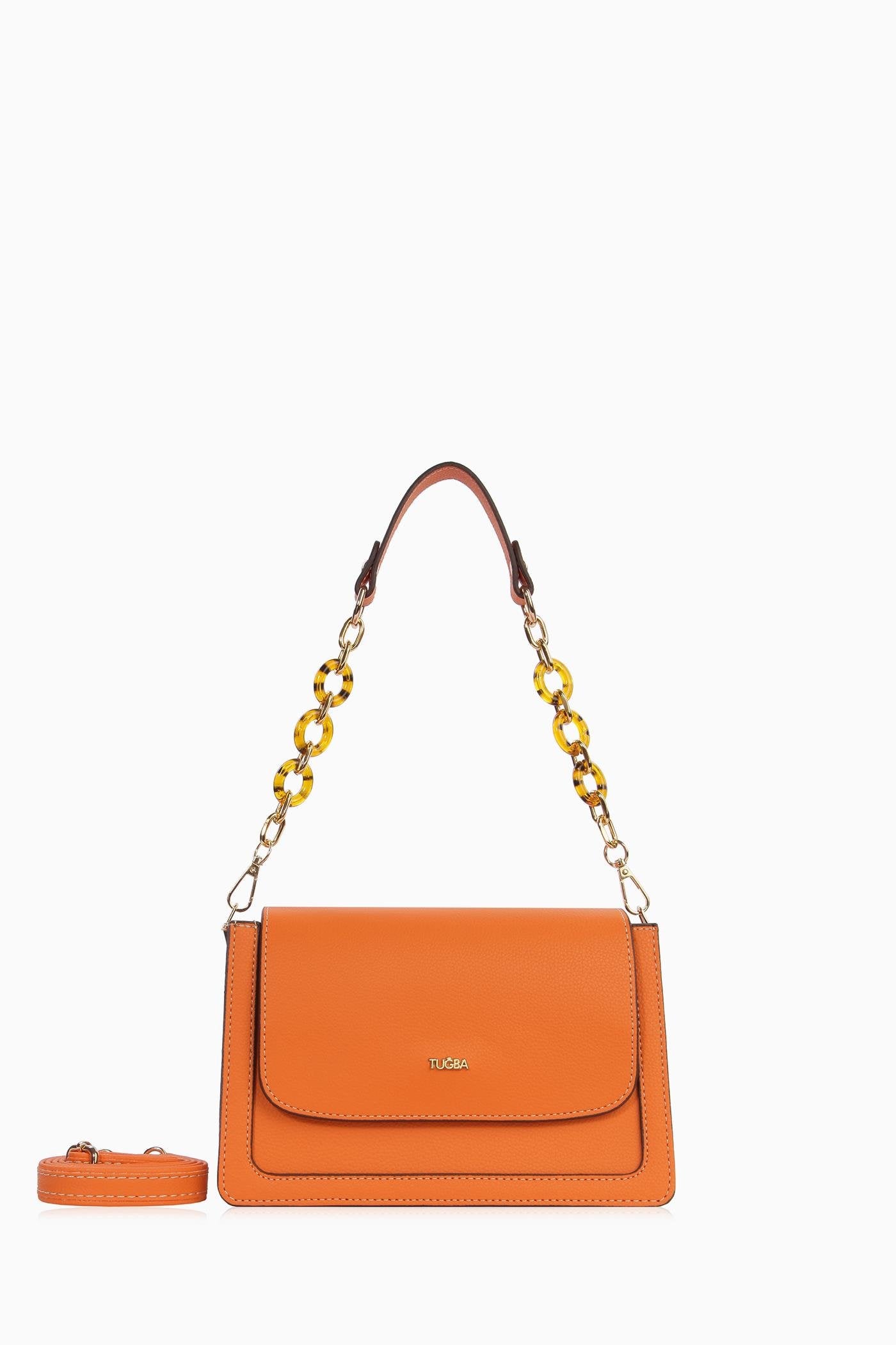 Zincirli Flap Çanta - Oranj TUGBA
