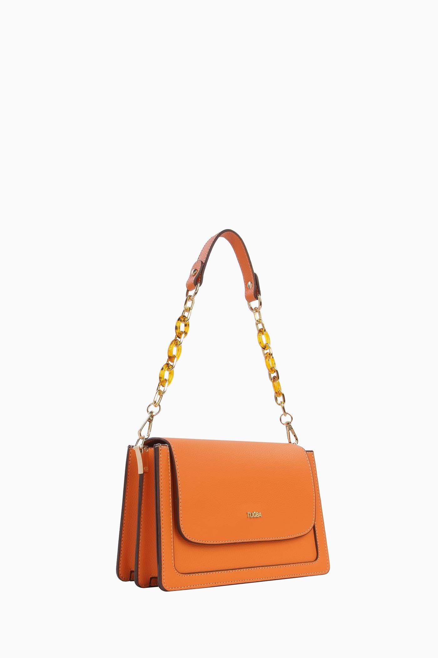 Zincirli Flap Çanta - Oranj TUGBA