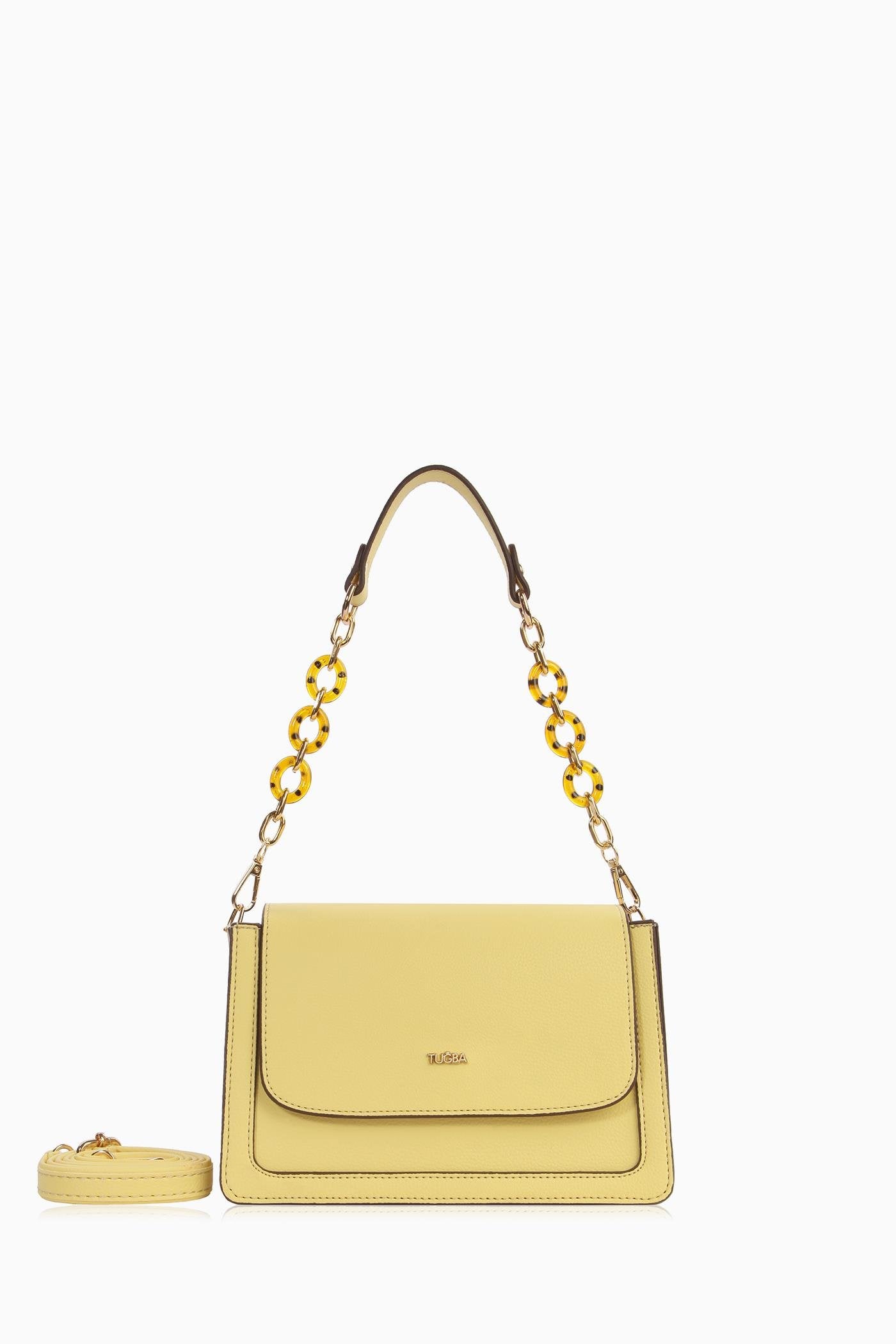 Zincirli Flap Çanta - Sarı TUGBA