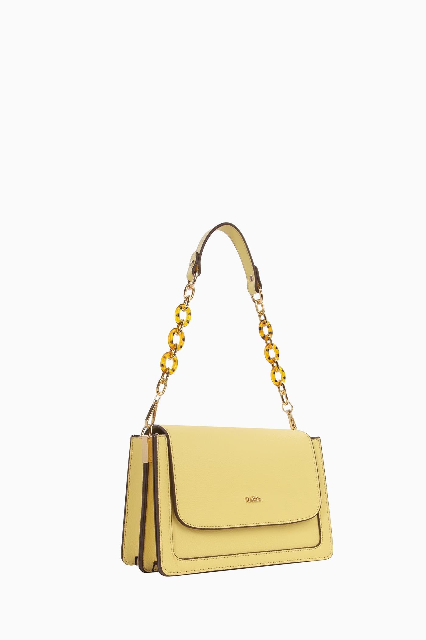 Zincirli Flap Çanta - Sarı TUGBA