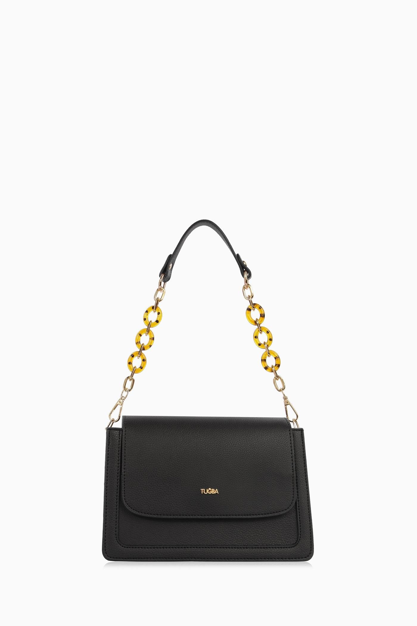 Zincirli Flap Çanta - Siyah TUGBA