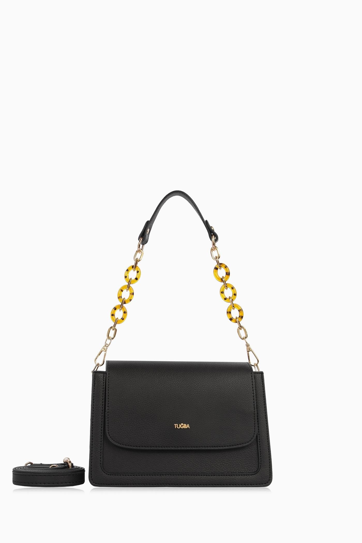 Zincirli Flap Çanta - Siyah TUGBA
