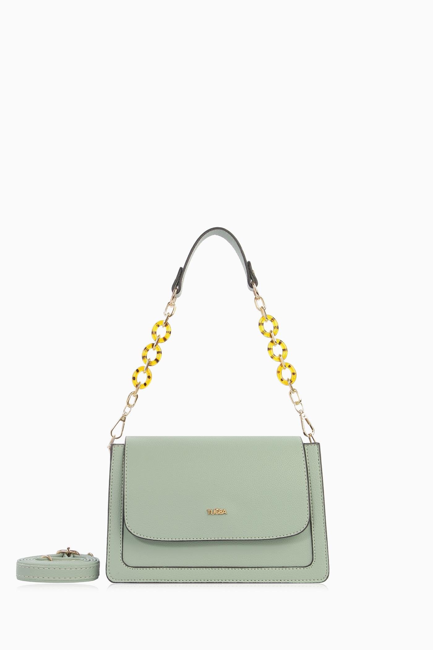 Zincirli Flap Çanta - Su Yeşili TUGBA