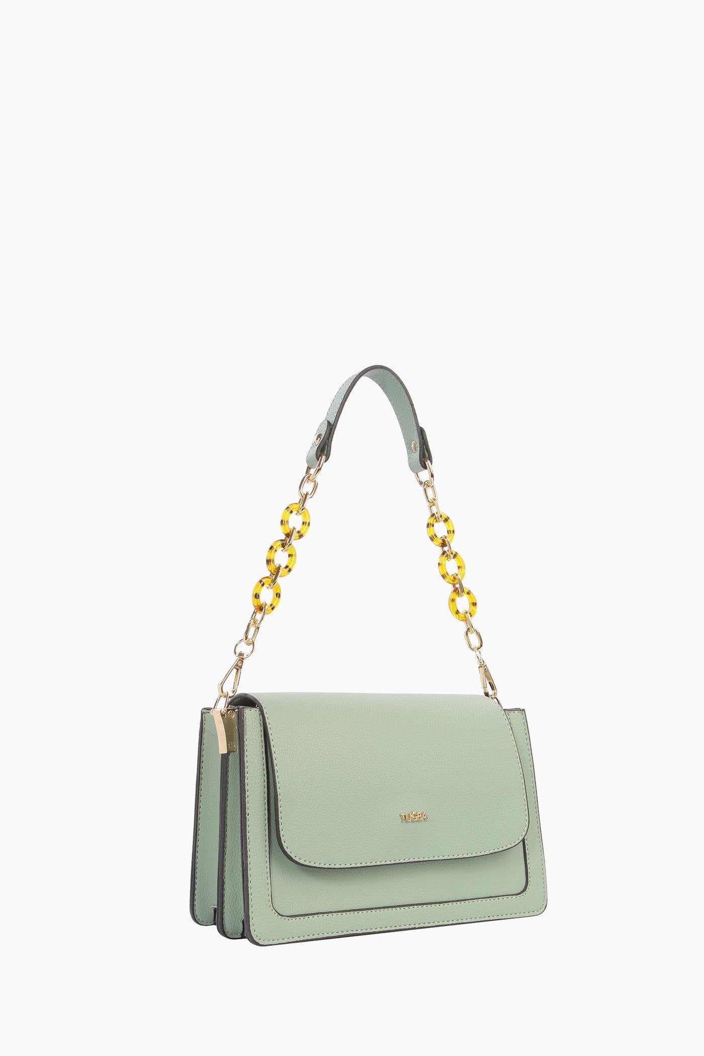 Zincirli Flap Çanta - Su Yeşili TUGBA