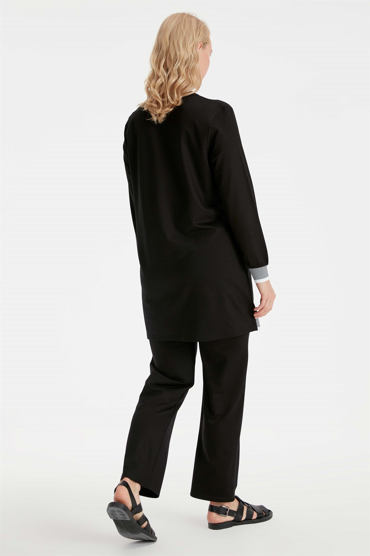 Taş Detaylı Tunik Pantolonlu Takım - Siyah