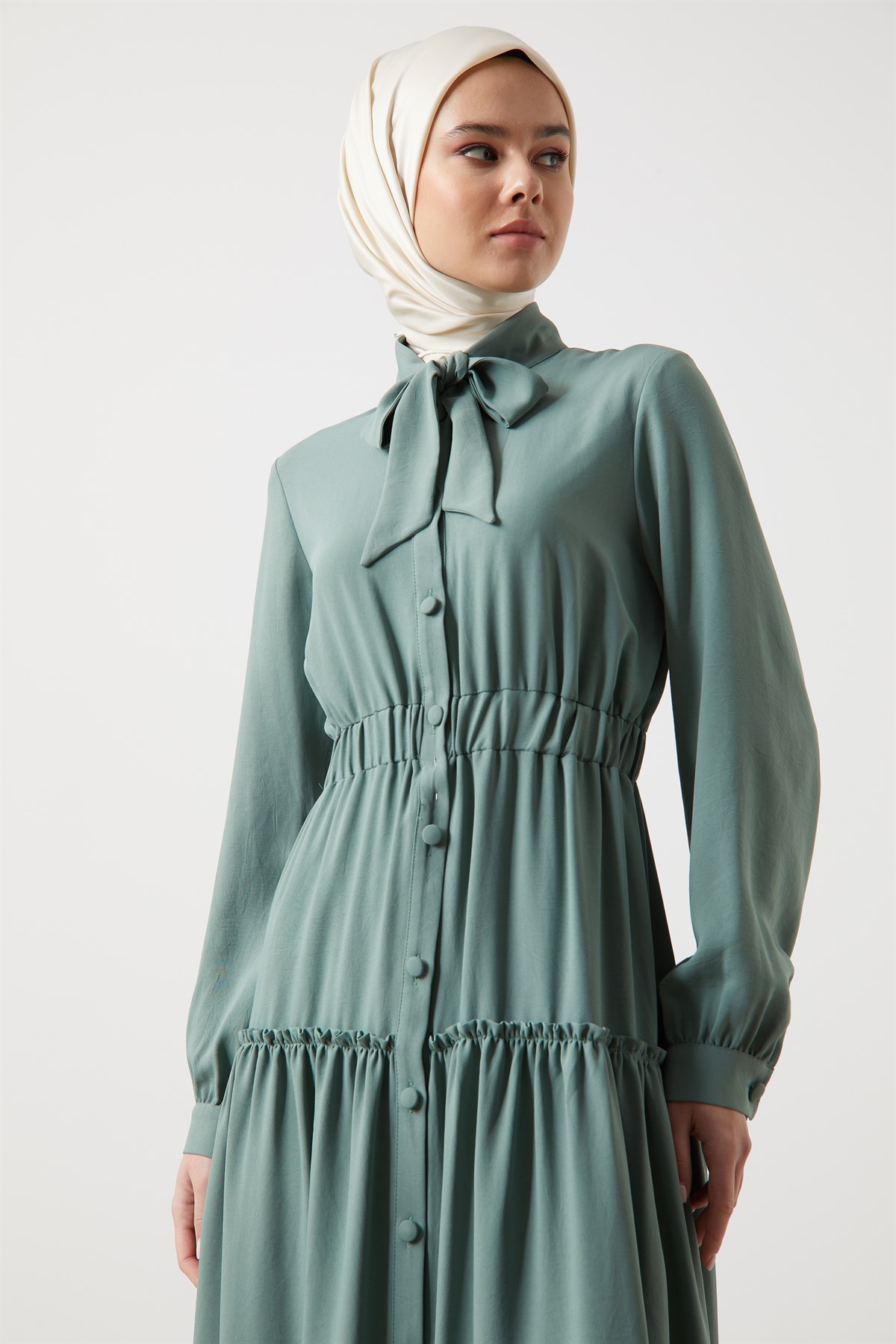 Tuğba Düğmeli Elbise - Mint