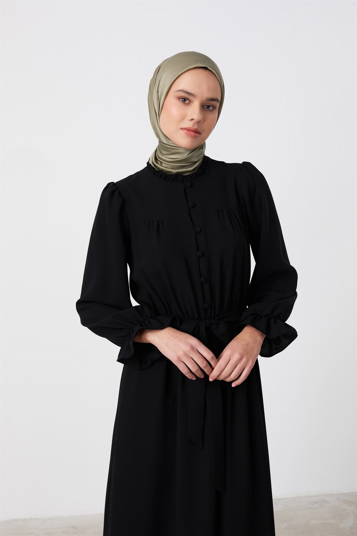 Tuğba Pileli Elbise - Siyah