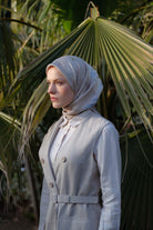 Yaka Detaylı Keten Yelek - Bej TUGBA