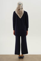 Beli Lastikli Culotte Pantolon - Lacivert TUGBA