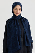 Miray Jakar Natural Şal - Lacivert TUGBA