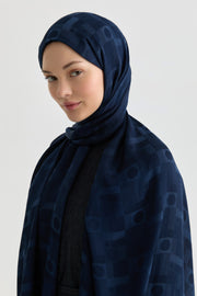 Miray Jakar Natural Şal - Lacivert TUGBA