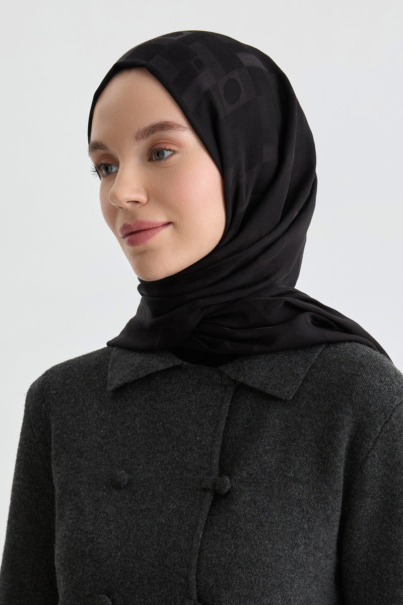 Miray Jakar Natural Şal - Siyah TUGBA