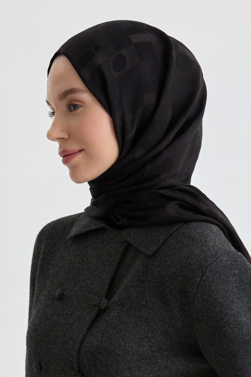 Miray Jakar Natural Şal - Siyah TUGBA