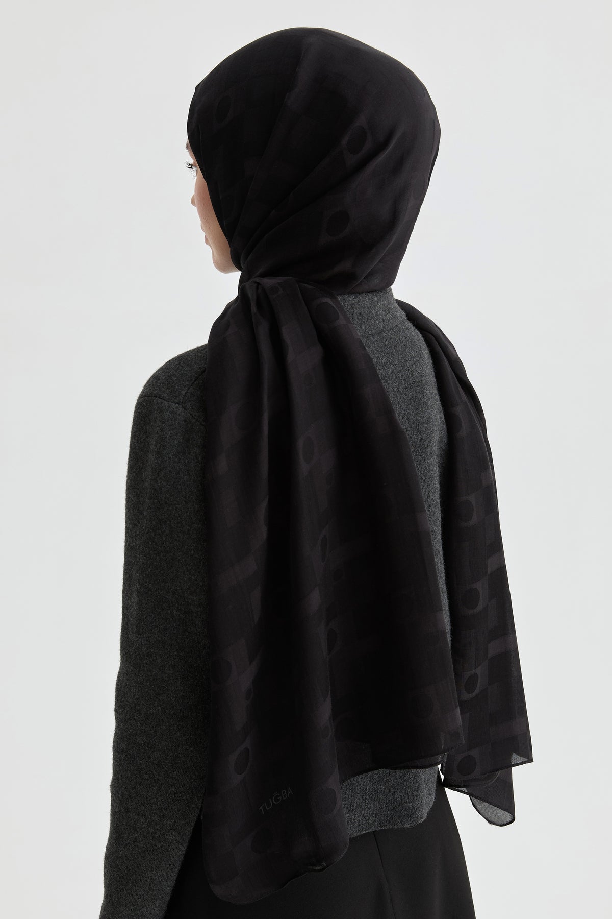 Miray Jakar Natural Şal - Siyah TUGBA